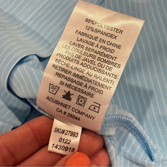 Men's FootJoy Dri Release light blue striped Golf Polo Medium NWT - Picture 10 of 13